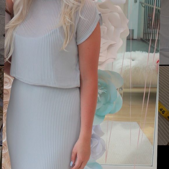 Bordeaux Anthropologie Blue Pleated Midi Dress - Picture 2 of 7